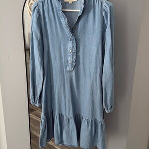 Chambray light weight long sleeve dress
